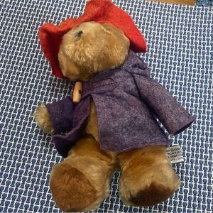 Bear, 1975 Vintage Paddington Plushie w/Red Hat and Purple Coat